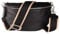 MIRROSI® Bauchtasche Damen, Echtleder, Made in Italy, Umhängetasche, Brusttasche, Crossbody Bag (1 Tasche & 2 Gurte) (Schwarz (Uni Black Beige), Mittelgroße Tasche (25x16x7cm))