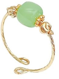 ZEBRAGO Grüner Jade-Ring, kein Verblassen, vergoldet, drehbare Glücksperle, verstellbare Ringe für Damen, Metall, Jade, Metall, Jade