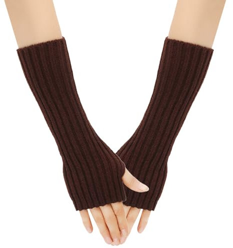SJTJSPX Armstulpen Damen Mädchen Handschuhe Lange Handstulpen Fingerlose Winterhandschuhe Halbfinger Strickhandschuhe Einfarbig Armwärmer Stretch Pulswärmer Armlinge für Büro Tippen Computer
