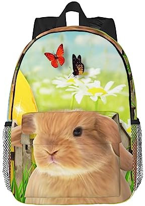 VGFJHNDF Laptop-Rucksack, Osterhase, Frühling, Schmetterling, bedruckt, 38,1 cm (15 Zoll), für Schule, Reisen, Wandern – wasserabweisend mit verstellbaren Trägern, Osterhase Frühling Schmetterling,