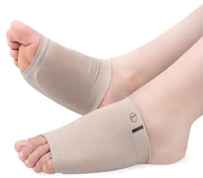 Jesata Compression Cushioned Arch Support Sleeves for Men & Women | Elastic Reusable Gel Pad Fabric Arch Socks | Ideal for Plantar Fasciitis, Flat Feet, Heel Spurs and High/Low Arches | 1PAIR (Gray)