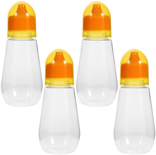 Kichvoe 4 Pièces Bouteilles De Miel En Plastique 250G Contenants De Miel À Presser Pots Vides Porte-Miel Rechargeable Épices Rechargeables Récipient De Vinaigre Ketchup Distributeur De