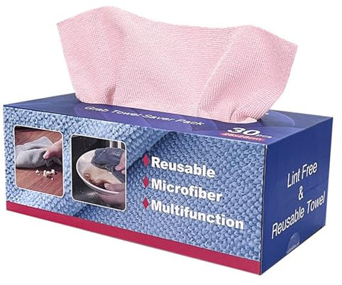 KFDZSW 30 Bayetas De Microfibras, Bayetas Paños De Limpieza Trapo Cocina, Balletas Professional para Coches Paños Cristales De Ventanas (Rosa)