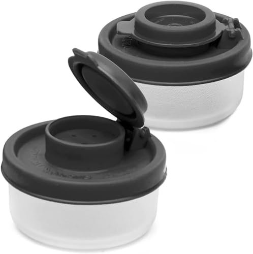 Salt and Pepper Shakers Moisture Proof Set of 2 Small Mini Shaker to go Camping Picnic Outdoors Kitchen Lunch Boxes Travel Spice Clear with Covers Plastic Airtight Jar Dispenser /82