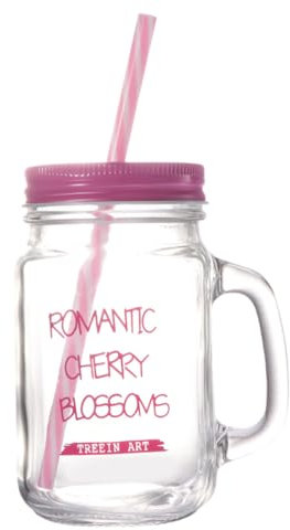 GRIRIW Gobelet Verre Avec Paille Et Couvercle Tasse À Jus Créative Rose Pour Boissons Estivales