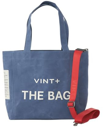 VINT+ Canvas Bag Damen Handtasche – Moderne Schultertasche mit wählbarem Tragegurt – Casual Shopper Tasche ideal für Arbeit, Uni, Schule & Reise | Wasserabweisend, 100% Baumwolle | Big, Blau