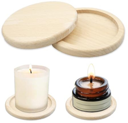 suaywo 2 Pièces Rond Dessous de Verre Bois Support Bougies Diamètre 8,5cm Vintage Dessous de Verre Bambou pour Maison, Bar, Tasses, Verre