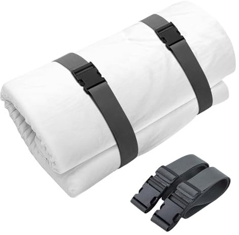 Wowangce 2 Pcs Memory Foam Mattress Topper Straps for Moving or Storage - Adjustable Utility Straps With Buckles for Home Mattress, Dark Grey (60 X 2)