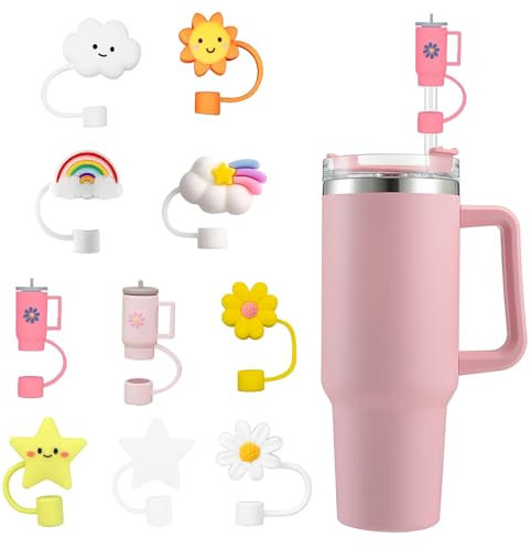 EUZUXU 10 Stück Silikon Strohhalm Abdeckung, Wiederverwendbare Strohabdeckung, Cup Zubehör für 10 mm Strohhalme Abdeckung Tassenzubehör