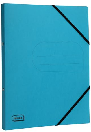 Idena 11102 - Eco Ringbuch aus Karton in DIN A4, Ordner in Hellblau mit 20 mm Rückenbreite und 2-Ring-Mechanik, Gummizug über Eck
