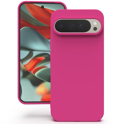 YATWIN Cover per Google Pixel 9 Pro XL, Custodia in Silicone Morbido con Tagli di Precisione per Fotocamera, Design Ultra Sottile, Protezione 360° con Bordi Rialzati, ‌Magenta‌