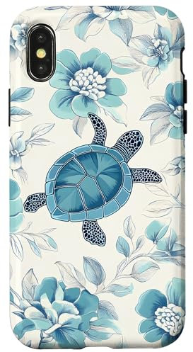 iPhone X/XS Sea Turtle, Flowers, Marine Animal Case