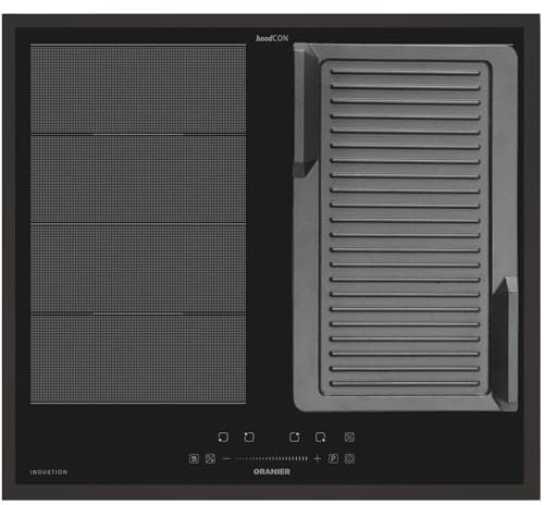 Oranier Induktionskochfeld 60 cm FLI560 - Flächen-Induktion-Kochfeld autark Brückenfunktion & Grillplatte gerillt & schwarzer Kochfeldrahmen