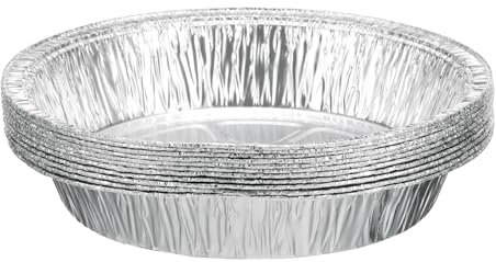 sourcing map 10 moldes de papel de aluminio de 7.3 pulgadas, redondos, desechables, antiadherentes, para pasteles, quiches, tartas, hornear, cocinar, recalentar, fiestas, color plateado