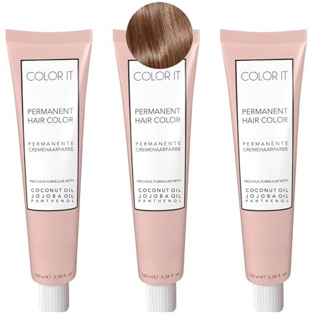 COLOR.IT by BM - Permanente Haarfarbe in Salonqualität, 3x 100ml (7.34 Mittelblond Gold Kupfer, 3er Pack)