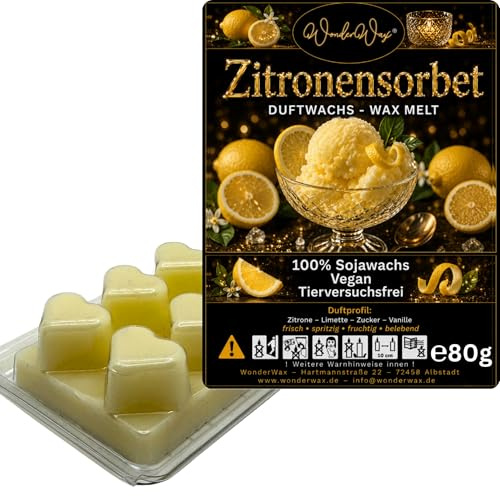 WonderWax® Duftriegel 6 x Duftwachs Herzen Weiß Zitronensorbet | Farbe: Weiß | Raumduft für Duftlampen, Wax Melt, Sojawachs, Indoor Duftöl Wachs schmelzen für Aromalampe