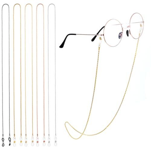 Nogeqi 5PCS Glasses Chain for Women Men, Vintage Glasses String with Eyeglass Loop, Eyeglass Cord Strap Lanyard Chains for Women Stylish (Mixed Colors)
