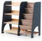 Goodevas Kids Bookshelf - Stylish Wooden Children’s Bookcase Storage Units in Unique Designs, Safe and Functional Toy Organizer for Bedroom, Playroom, and Nursery (Graphite, Large)