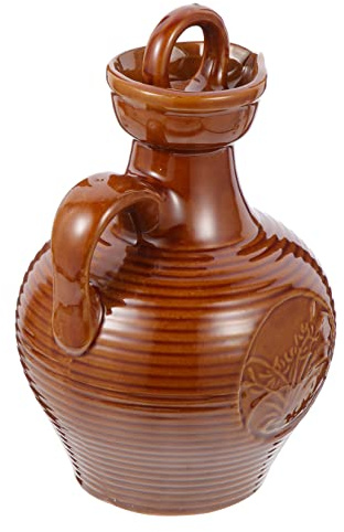Trinkkrug 500ml aus Keramik Braun, Schlicht Elegant für Zuhause | Reliefstruktur Am Flaschenkörper, Glatte Kanten, Sicher Nutzbar, Vielseitig, Geeignet für Anlässe