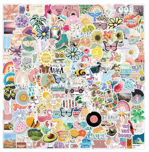200 Stück Aesthetic & VSCO Sticker Set – Bunte Cute Aufkleber für Laptop, Sammelalbum, Gitarre, Tasse, Wasserflasche, Phone, Scrapbook – Kreative und Trendy Sticker für Jugendliche und Erwachsene