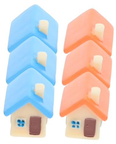 Abaodam 6pcs Miniature Fairy Garden Resin House Statues Micro Landscape Ornaments Dollhouse Decor Kit for DIY Plant Pot and Garden Decorations