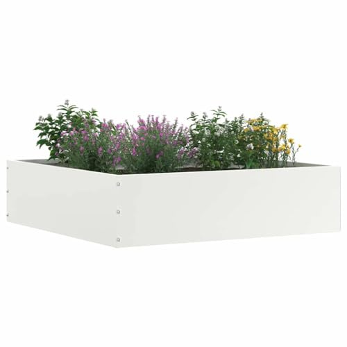 vidaXL Rasenkante 50 x 50 x 13 cm Stahl Weiß