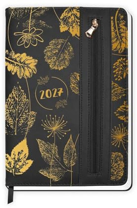 Trötsch Wochenplaner A5 mit Tasche Flowers black 2027: Taschenkalender