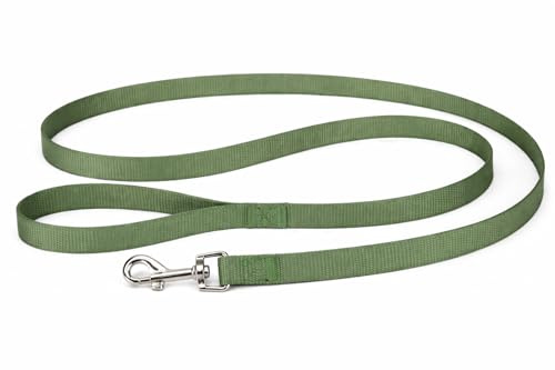 hundeleine - ziggi kaki - 130 cm x 20 mm - Nylon Leine für Hund - karabinerhaken mit glänzender nickelbeschichtung