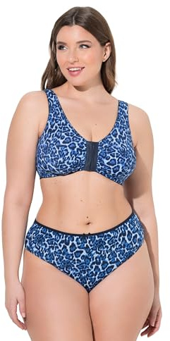 Ulla Popken Damen große Größen Übergrößen Plus Size Bustier, Leomuster, Vorderverschluss, ohne Bügel Nachtblau 85D 839908139-85D