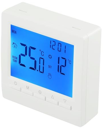 EasyByMall Programmierbarer digitaler Raumthermostat für Gasboilerheizung, LCD-Display 5+2 Tage Wochentimer, batteriebetriebener Temperaturregler mit Kindersicherung und Frostschutzfunktion