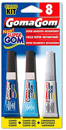 GOMAGOM - Colle super instantanée pack de 3 pcs - CIANO 3 g + CIANO GEL 3 g + NETTOYANT 3 g - Glue Kit - Numéro 8