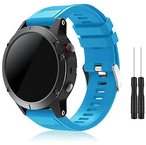 TOPsic Fenix 5 Sportuhr Armband - Silikon Sportarmband Uhr Armband Ersatzarmband mit Werkzeug für Fenix 5/Fenix 5 Plus/Fenix 6/Fenix 6 Pro/Fenix 7/Fenix 7 Solar/Fenix 7 Sapphire Solar/Fenix 8 47mm