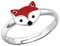 Goldene Hufeisen Kinder Ring 925 Echt Silber Mädchen Fingerring Emaille Kristalle Verstellbar (Fuchs / 7mm)