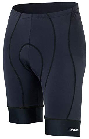 Airtracks Herren Fahrradhose Kurz Radhose Comfort Line Kurze MTB Radlerhose Mountainbike 3D Coolmax Gepolstert Atmungsaktiv Reflektoren S M L XL XXL 3XL 4XL - schwarz - L