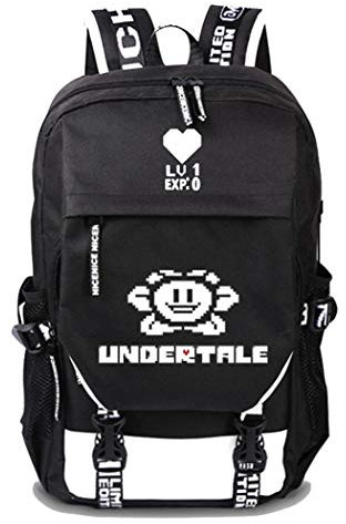 WANHONGYUE Undertale Spiel Cosplay Rucksack Schultasche Laptop Backpack mit USB-Ladeanschluss Schwarz / 4
