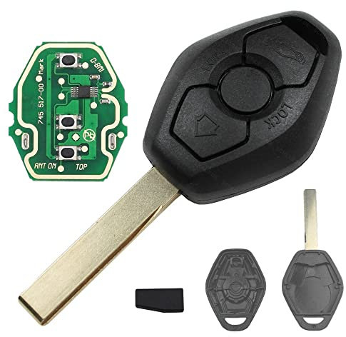 Autoschlüssel Funk Fernbedienung Austausch Gehäuse mit 3 Tasten + HU92 Rohling + Platine Sender + Batterie + Transponder kompatibel für BMW E46 E83 E52 E85 E86 E39 E61 E60 E53