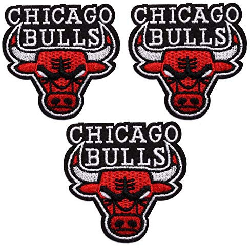 3 toppe con logo NBA Team Bulls da cucire o applicare con il ferro da stiro, emblema sportivo applique accessori decorazione (Bulls)