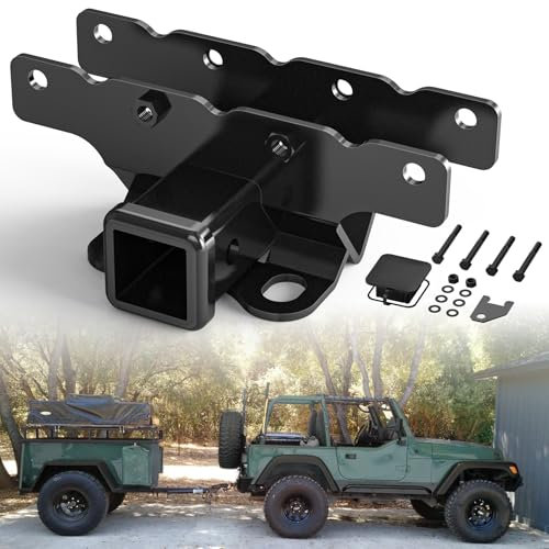 Sulythw Anhängerkupplung und Abdeckungs-Set, kompatibel mit 2018–2020 Jeep Wrangler JL/JLU 2-Türer & 4-Türer (außer 2018 JK-Modelle), Fabrik-Stil, 5,1 cm Heck-Empfänger-Anhängerkupplung