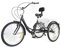 MINUS ONE Dreirad für Erwachsene, 61 cm (24 Zoll), 7 Gänge, 3 Räder, verbesserter Schutzblech, für Erwachsene, Dreirad, Fahrrad, Pedal mit Einkaufskorb Faltbar Schwarz (Faltbar, Ohne Frontrahmen)