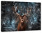 Pixxprint Machtvoller Hirsch im Winterwald, Größe: 120x80cm, Leinwandbild, fertig gespannt, Wandbild, Dekoration, Kunstdruck, kein Poster