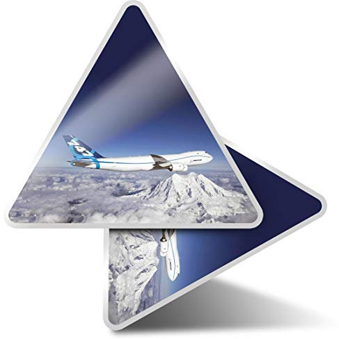 2 x Dreieck-Aufkleber, 10 cm – Boeing 747 Mountains Ski Urlaub Laptop Tablet Gepäck Scrapbook #44414