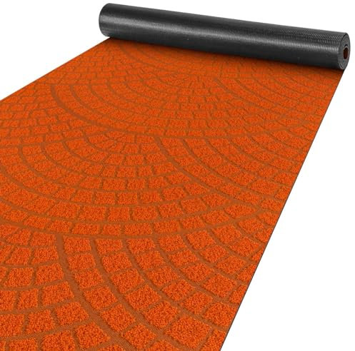 Teppich Läufer Küchenläufer Küchenteppich Läufer Flur Teppich Velours rutschfest waschbar für Flur, Schlafzimmer, Wohnzimmer, Küche Davis Orange 50 x 400cm