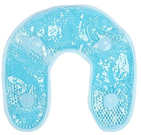 Gel Bead Cooling Pack Hot Cold Compress Neck Gel Pad Neck Ice Pack Pillow, Reusable Gel Bead Packs Heating Shoulder Wrap Pad U Shaped Gel Bead Wrap(Blue)
