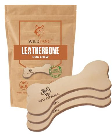Wildfang® Leder Kauknochen Hund, Größe L – zahnpflege Hund, Hundespielzeug große Hunde, kauspielzeug & hundeknochen Welpen – für Starke Kauer (über 15 kg), 3 Stück