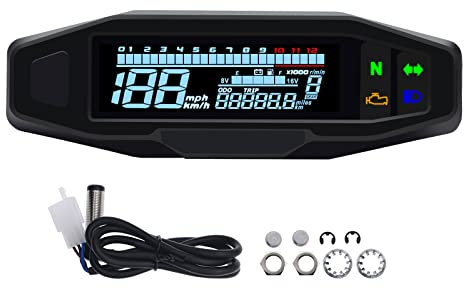 KAOLALI Universal-Digital-Tachometer für Motorrad, mit LCD-Display, Vergaser, Kilometerzähler mit Sensor