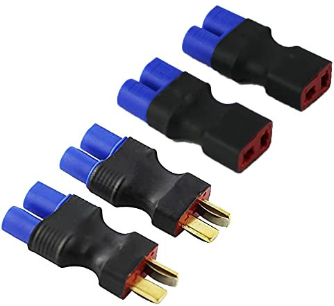 LINSYRC 2 Stück EC3 Männlich auf Deans T-Stecker Buchse Steckeradapter und 2 Stück EC3 Buchse auf Deans T-Stecker Männlich Steckeradapter für RC Lipo Akku