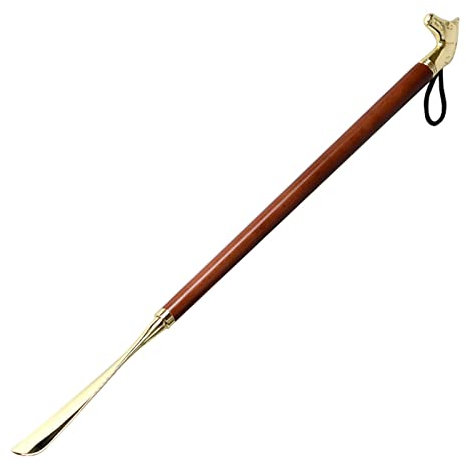 F Fityle Chausse-Pied en Bois à Long Manche Shoehore Shoe Helper pour Chaussures de Sport, Bottes, Talons Hauts, 56cm Cheval Marron