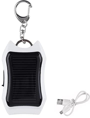 KKPLZZ 1200mAH Solar Portable Charger Keychain, Mini Power Bank with LED Flashlight, Outdoor USB Battery Pack Emergency Phone Charger for Camping and Hiking