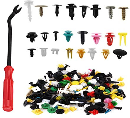 500 Pièces Rivet Clips Plastique Voiture, Fixation Protection à Rivets, Clips Garniture Voiture avec Tournevis, pour Agrafe Pare-chocs Voiture, Fixation Auto