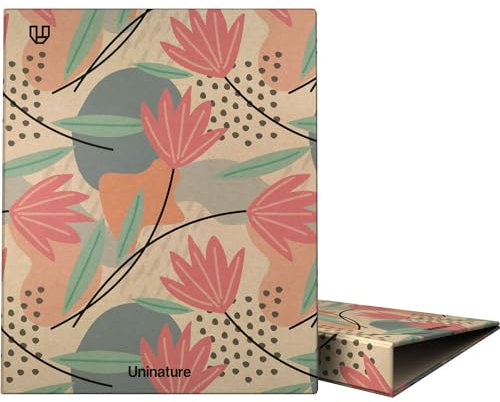 Unipapel Ringbuch, A4, umweltfreundlich, Karton und Papier, 100% recycelt, 4 Ringe, 25 mm, D-Form, Uninature Design, Blumen, FSC-recycelt, 100%